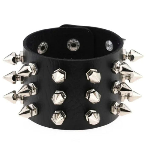 Triple Spike Leather Bracelet