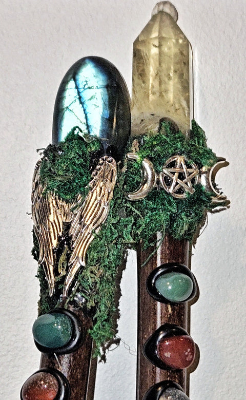 Altar Broom with Citrine or Labradorite