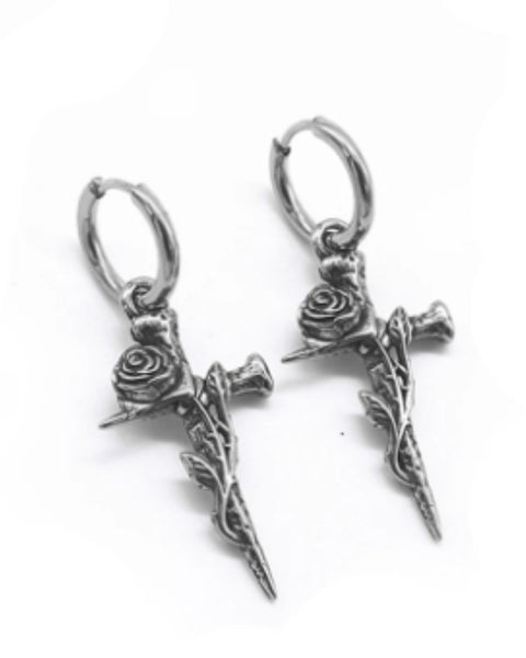 Rose Cross Earrings