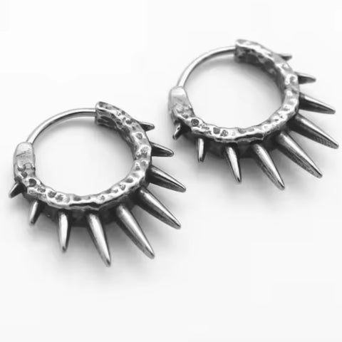 Dark Stainless Steel Spike Earrings