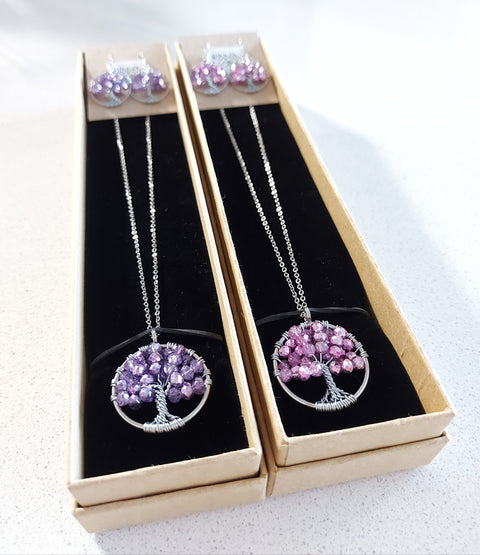 Natural Mineral / Crystal Tree of Life Pendant