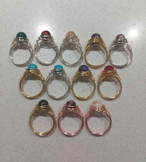 Wire Wrapped Healing Stone Rings