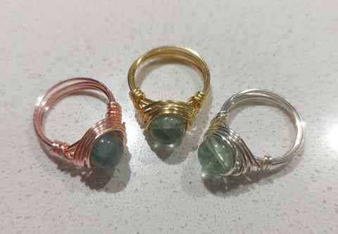 Wire Wrapped Healing Stone Rings