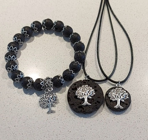 Icelandic Lava Pendant & Bracelet