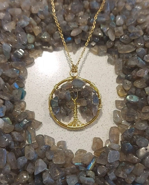 Natural Mineral / Crystal Tree of Life Pendant