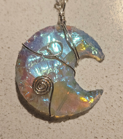 Angel Aura Opalite Moon Pendant