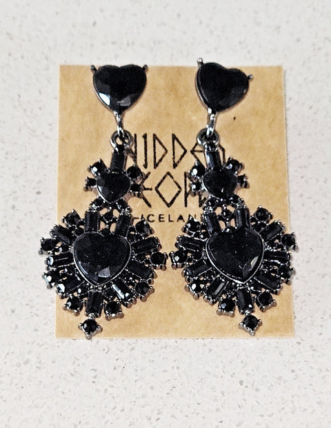 Sparkly Heart Drop Earrings