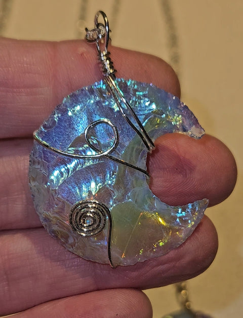Angel Aura Opalite Moon Pendant