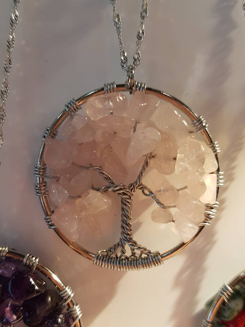 Natural Mineral / Crystal Tree of Life Pendant