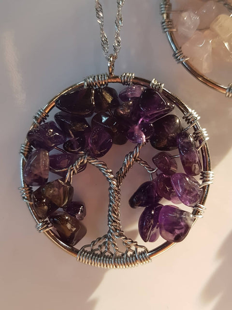 Natural Mineral / Crystal Tree of Life Pendant