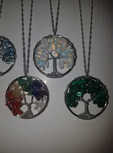 Natural Mineral / Crystal Tree of Life Pendant