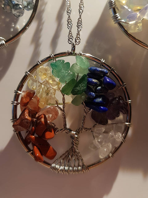 Natural Mineral / Crystal Tree of Life Pendant