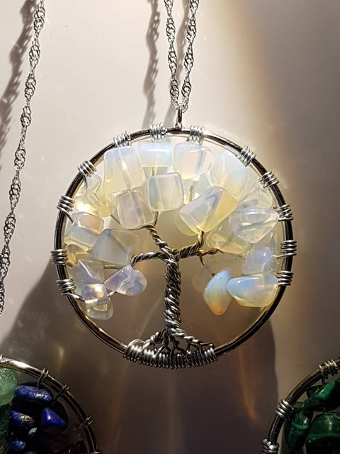 Natural Mineral / Crystal Tree of Life Pendant