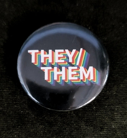 THEY/THEM coloured letters pin