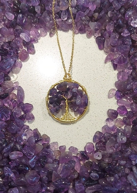Natural Mineral / Crystal Tree of Life Pendant