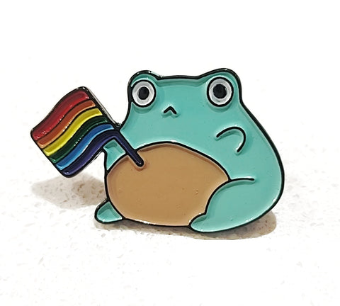 Frog With Flag Pin